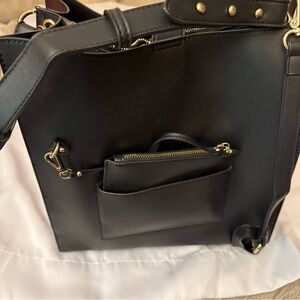 Black Shoulder Bag with Gold Details